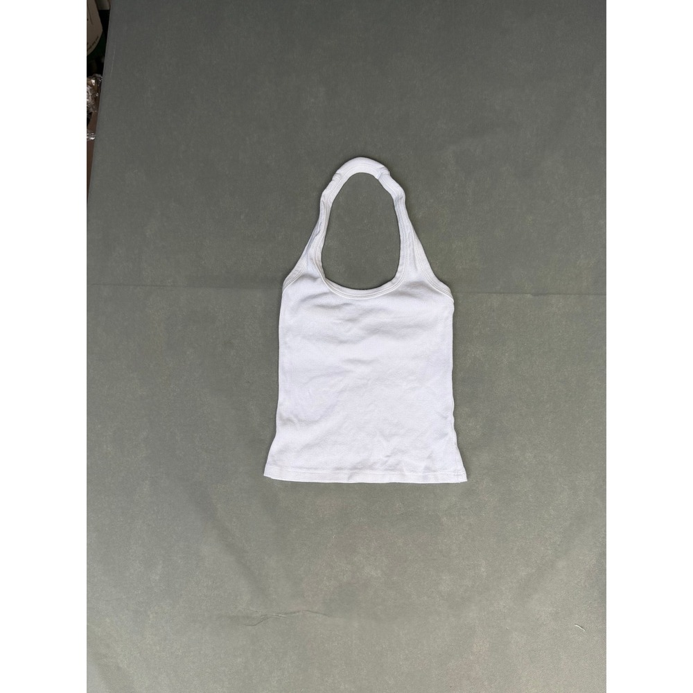 Pilcro White Ribbed Halter Top Scoop Neck Sleeveless XXS